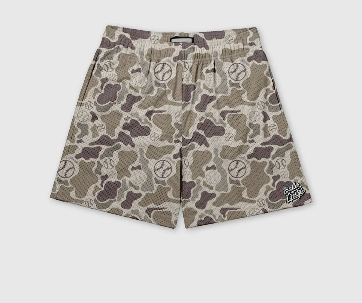 Baller Brown Camo Baseball Shorts