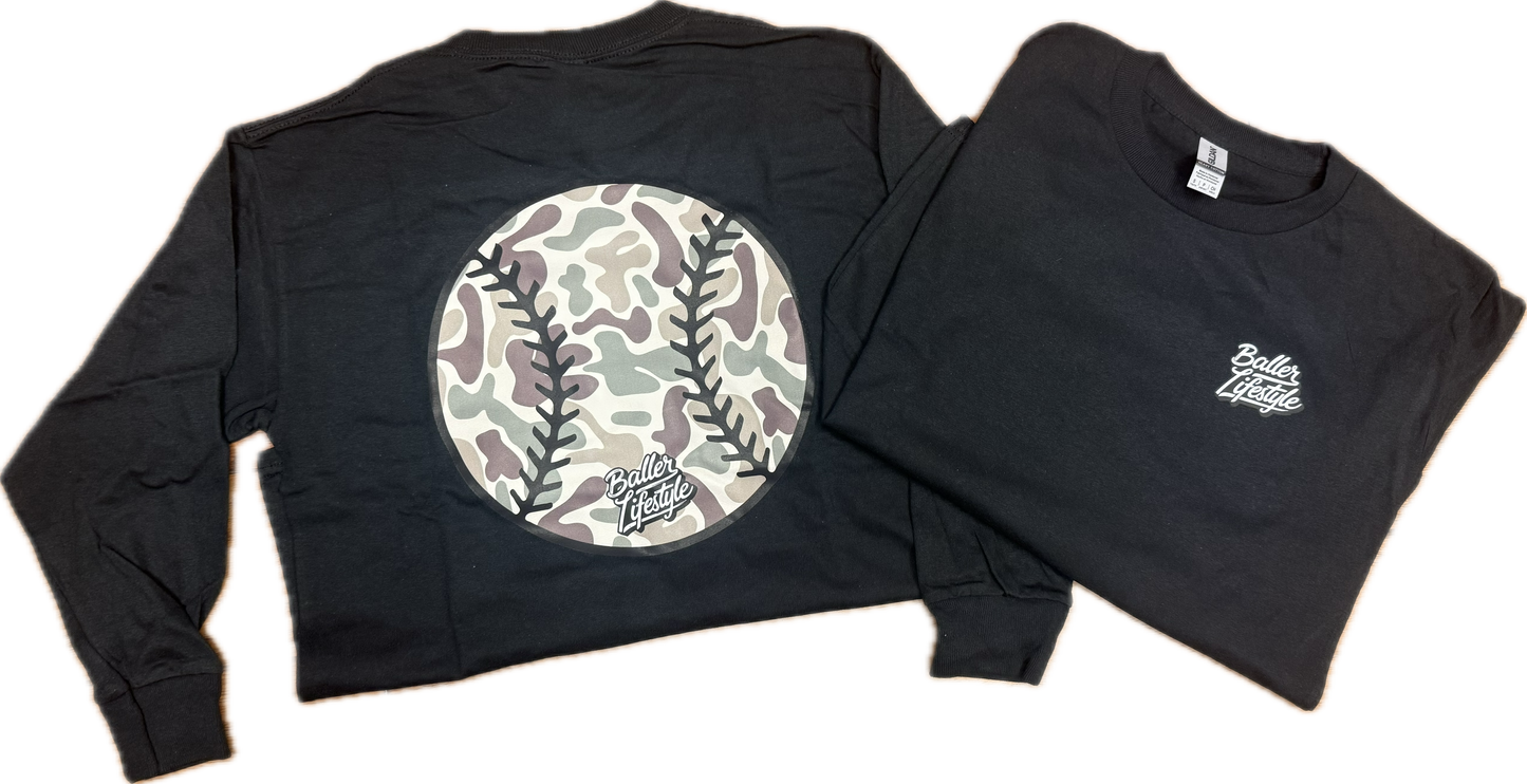 Baller Camo Baseball L/S tee