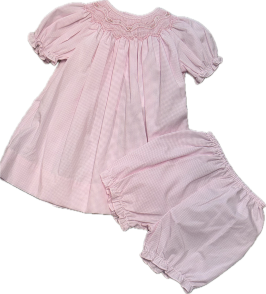 Pink Smocked Dress with Bloomers