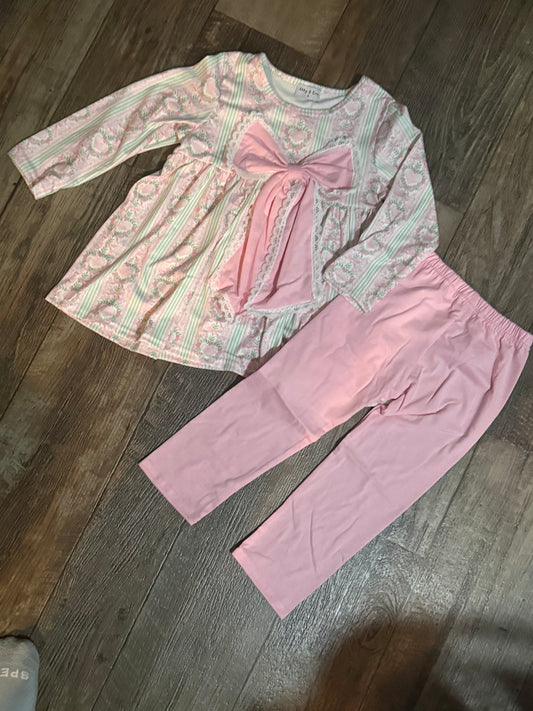 Pink Bow Pants Set