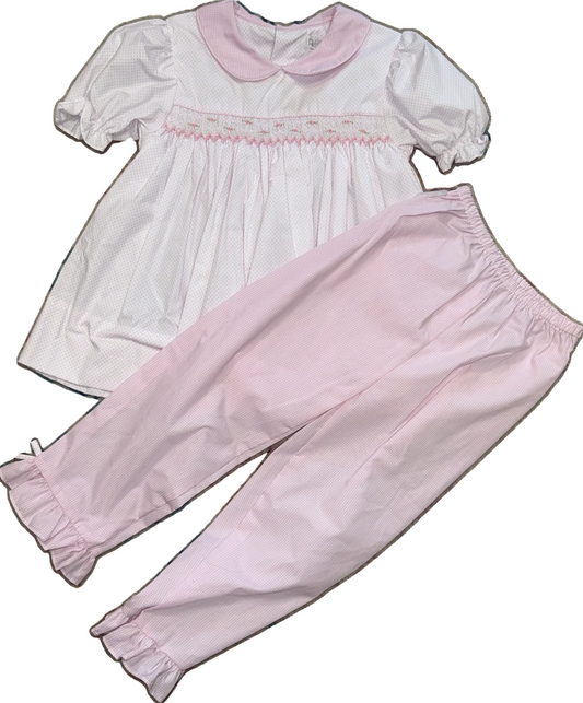 Pink Smocked Pants Set
